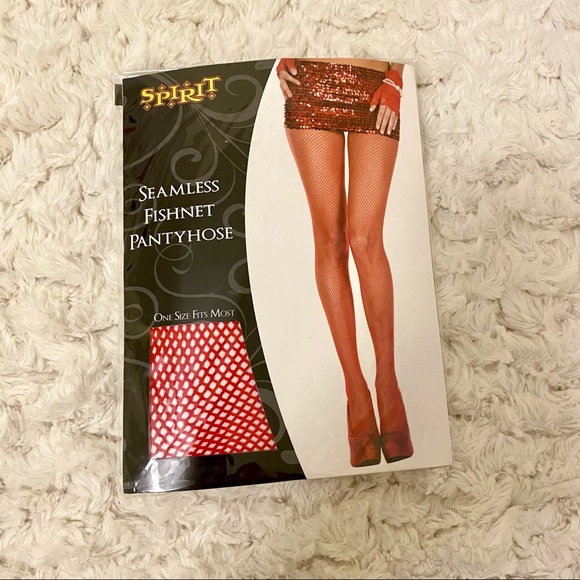 NWT Red Seamless Fishnet Pantyhose - Picture 3 of 4